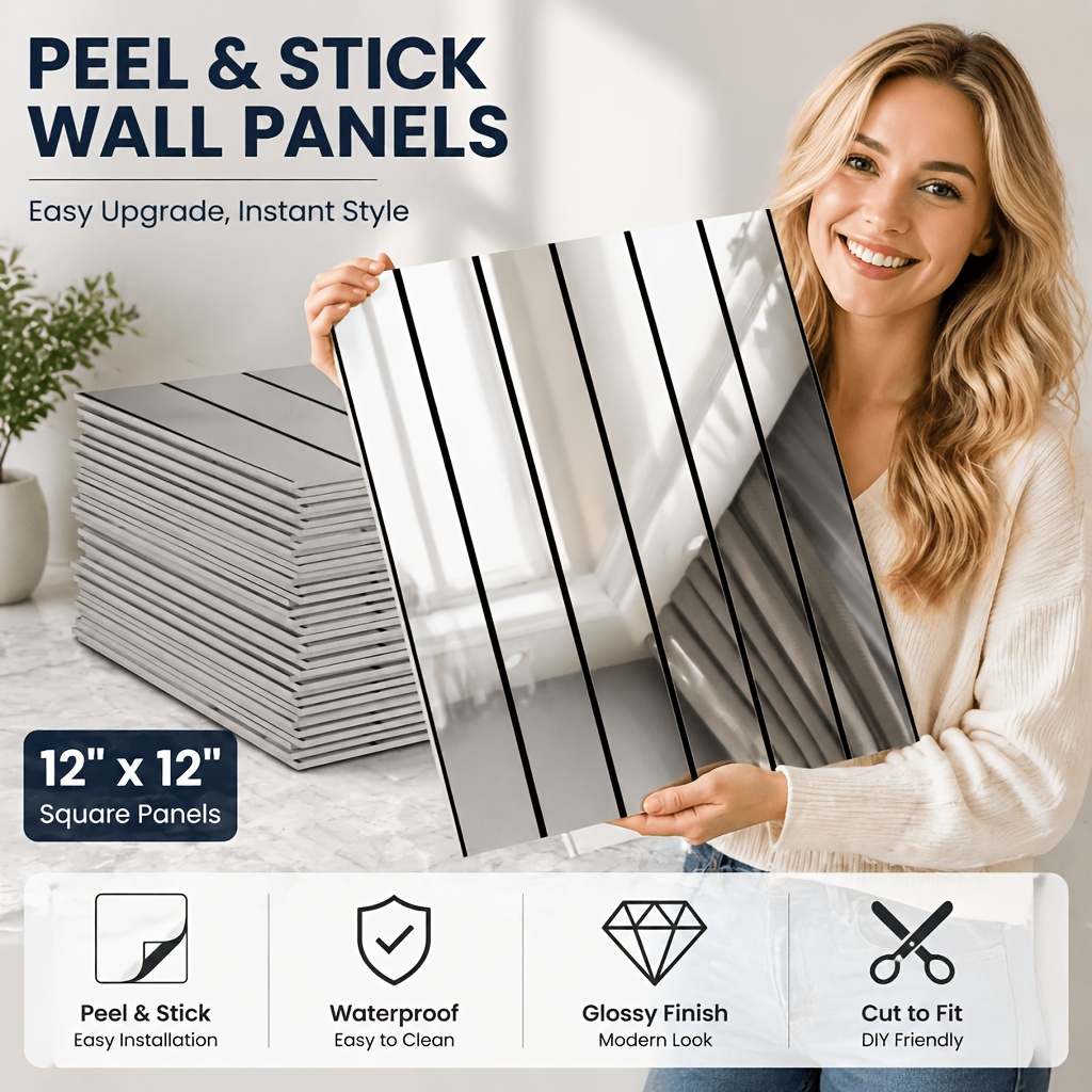 10pcs Striped Grid Self-Adhesi - огляд і ціна Luxury Lifestyle Wallpaper