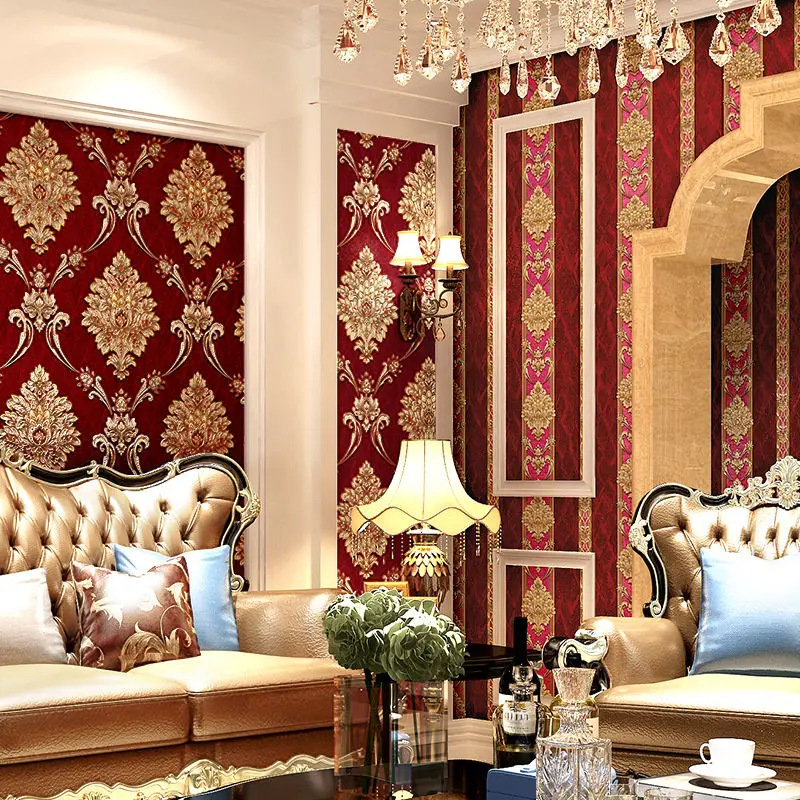 European Style Blue Damask 3D  - огляд і ціна Luxury Lifestyle Wallpaper