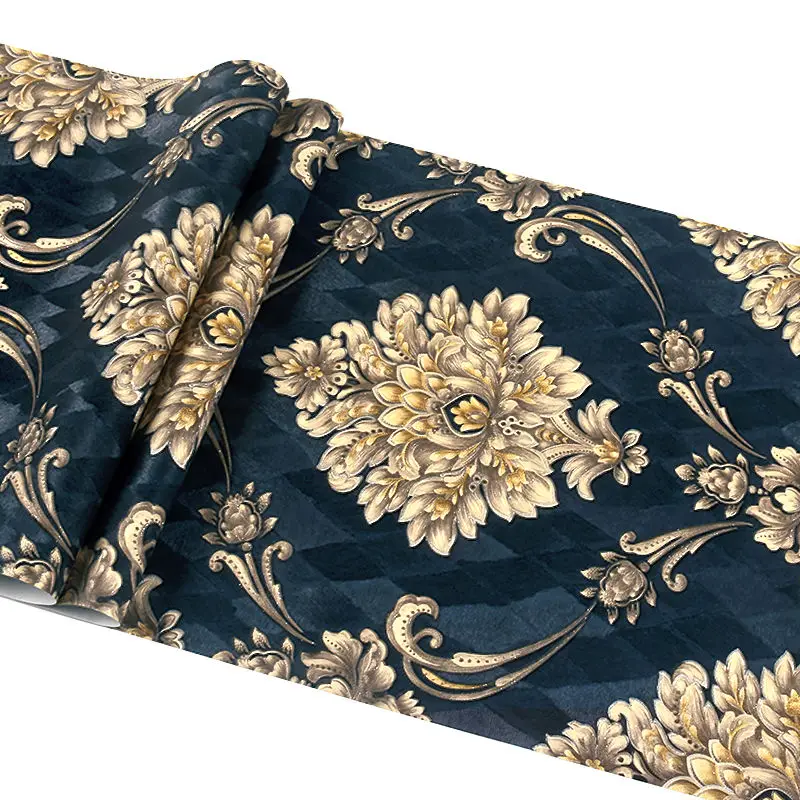 European Style Blue Damask 3D  - огляд і ціна Luxury Lifestyle Wallpaper